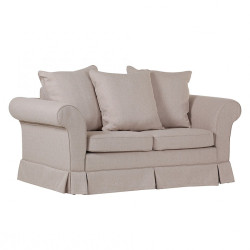Beżowa sofa 2 osobowa z funkcją spania i pojemnikiem na pościel ESTELLA