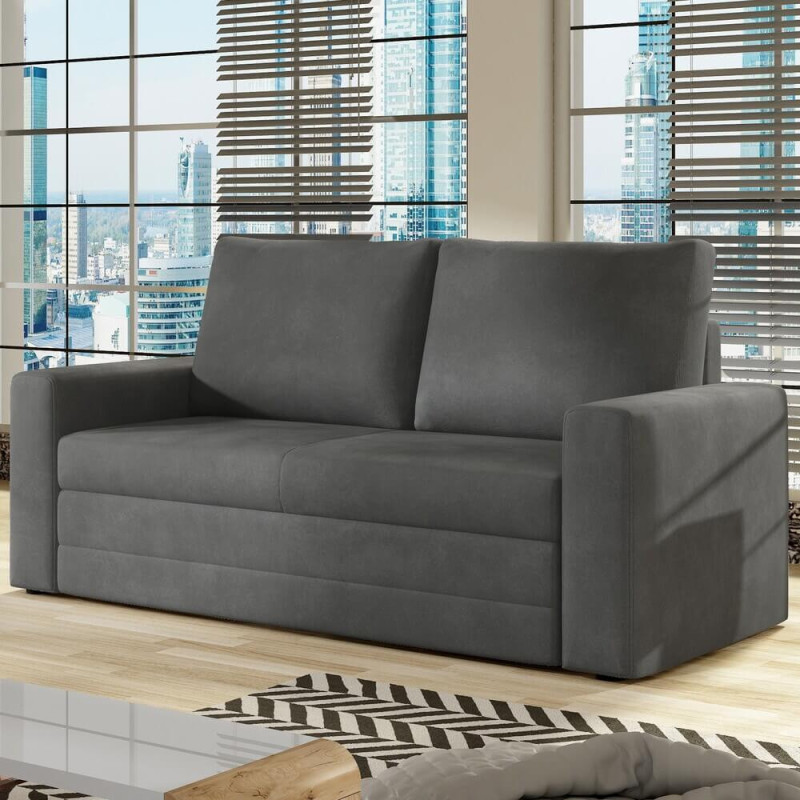 Elegancka i Funkcjonalna Szara Sofa Welurowa WAVE - Idealna do Małych