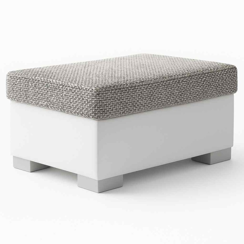 Elegancka biało-szara pufa otwierana R4 85×45 cm | Sofamarket