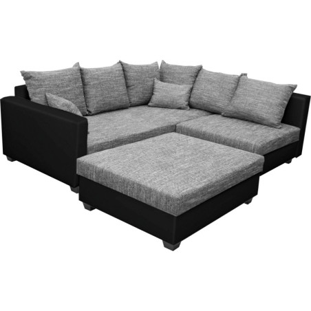 Kanapa narożna z pufą ARIA gray/black - 1 Kanapa narożna z pufą ARIA gray/black - 1
