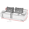 wymiary - wygodna sofa z funkcją spania i pojemnikiem na pościel MONA
