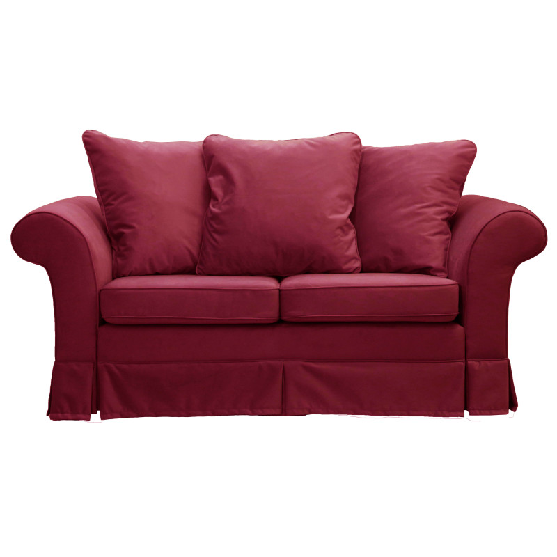 Czerwona rozkładana sofa Estella, tkanina ITAKA 34 (odcienie: czerwień, czerwono-rudy, pomarańczowy)
